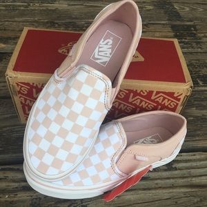 dusty rose checkered vans